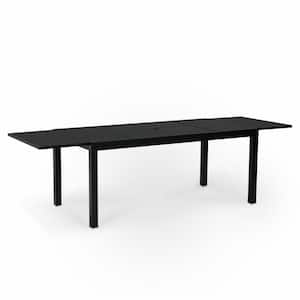Large Black Rectangle Aluminum Patio Outdoor Dining Table with Extension