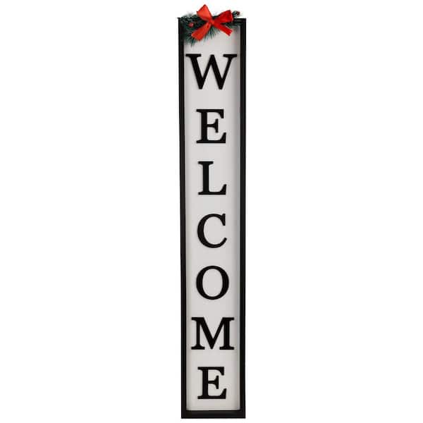 Northlight Welcome Christmas Porch Sign with Pine and Bow - 35 .75 in.