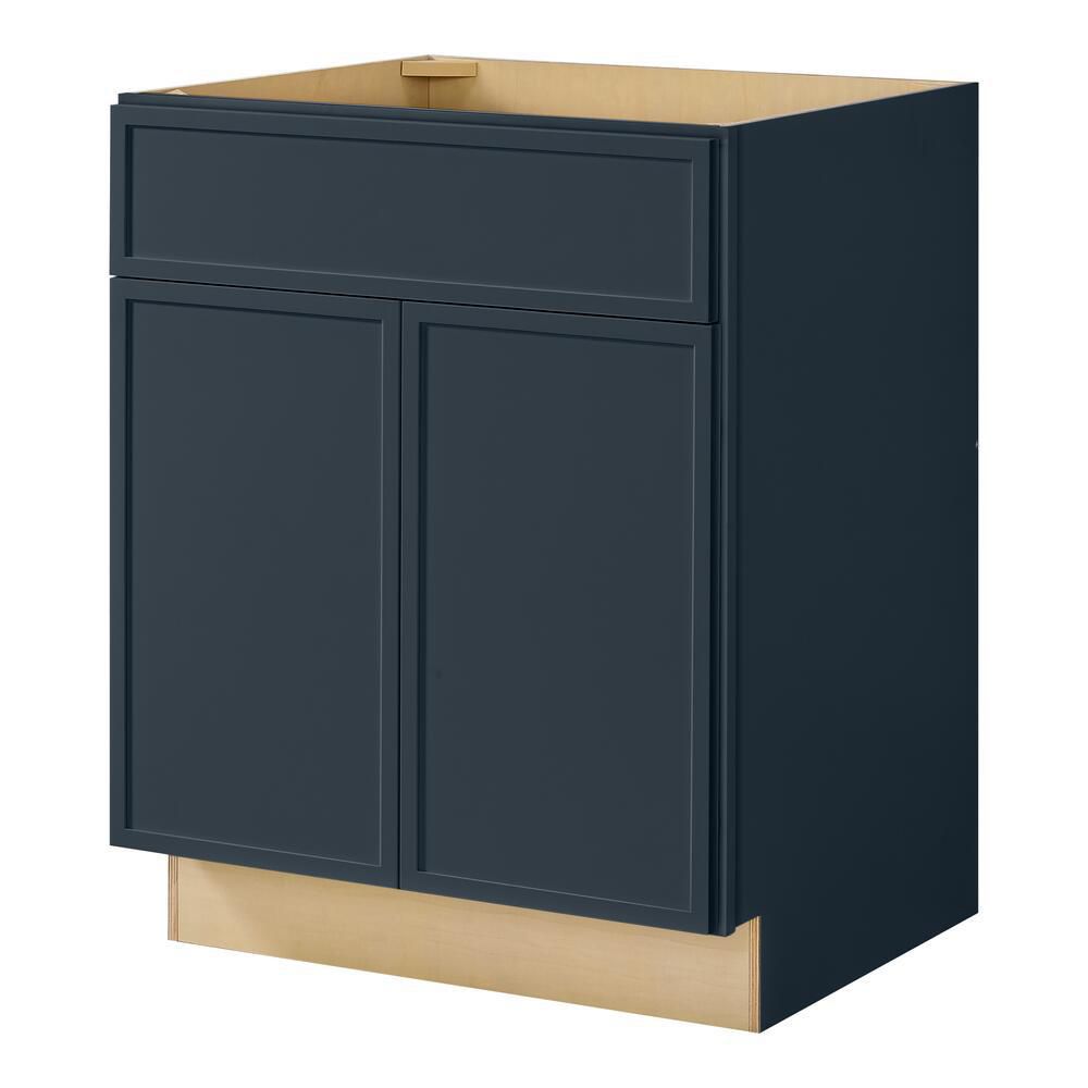 Leyton 27 in. W x 24 in. D x 34.5 in. H Ready to Assemble Plywood Slim Shaker Base Kitchen Cabinet in Ink Blue