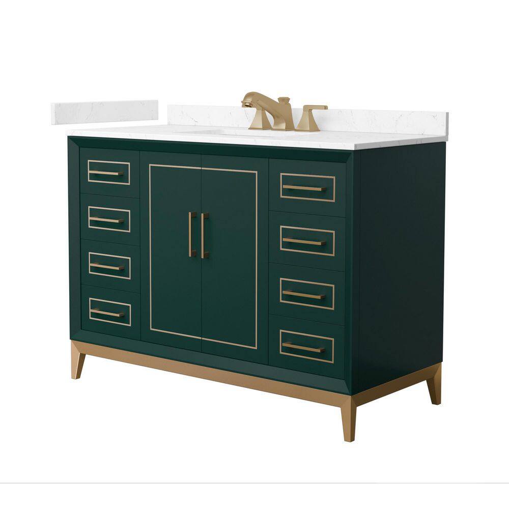 Marlena 48 in. Single Freestanding Green Bath Vanity with Carrara Cultured Marble Top Assembled price history on PriceWatchPro