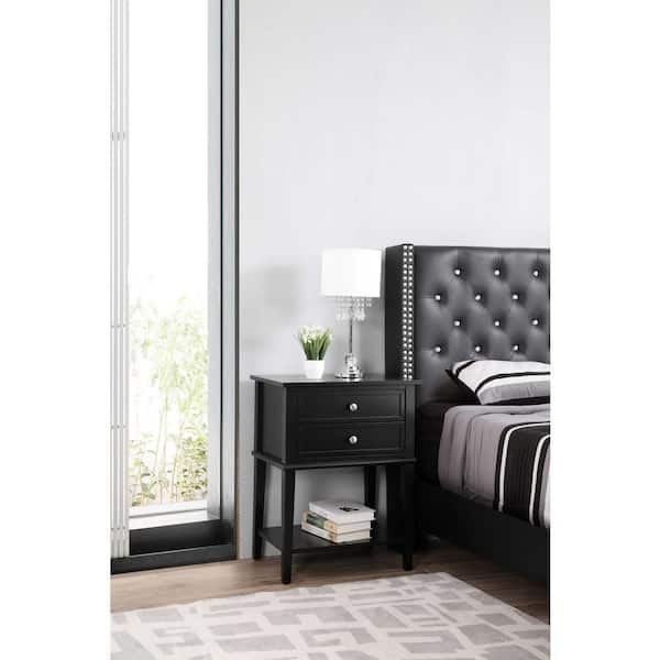 AndMakers Newton 2-Drawer Black Nightstand (28 in. H x 22 in. W x 16 in. D)