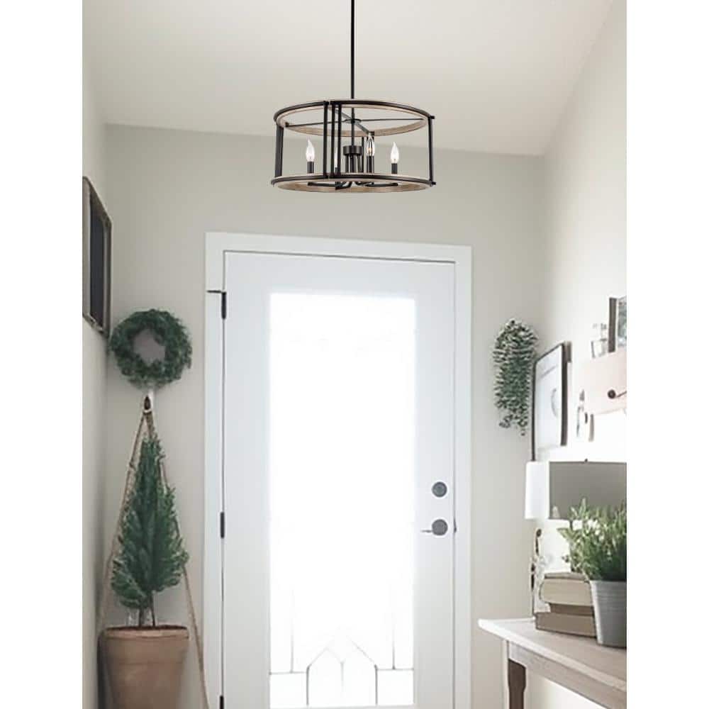 Vista 23" Black Metal Farmhouse Drum Pendant Light