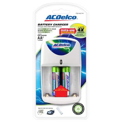 AA/AAA NiMH Rechargeable Quick Charger with 2 AA Battery Included