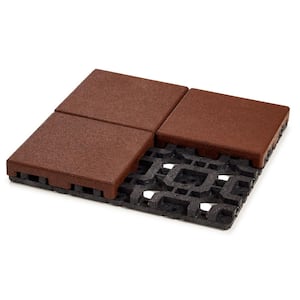 Pavers with Grid 16 in. x 16 in. x 1.75 in. Square Redwood Rubber Kit Pavers (1-Piece/1.78 sq. ft. )