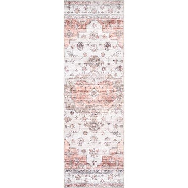 nuLOOM Banks Machine Washable Beige 2 ft. x 6 ft. Persian Runner Rug