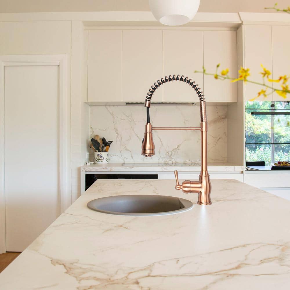 Copper Brushed Pull-Down Kitchen Faucet with Spray