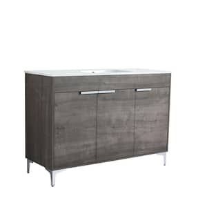 47.8 in. W x 18.1 in. D x 33.5 in. H Single Bath Vanity Gray Oak Finish White Solid Surface Resin Sink