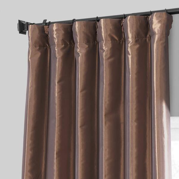 Exclusive Fabrics Furnishings Copper Brown Light Filtering Faux Silk Taffeta Curtain 50 In W X 120 L Ptch Jsp209 Exclusive Fabrics Furnishings Copper, Copper Brown Faux Silk Taffeta Curtain Panel