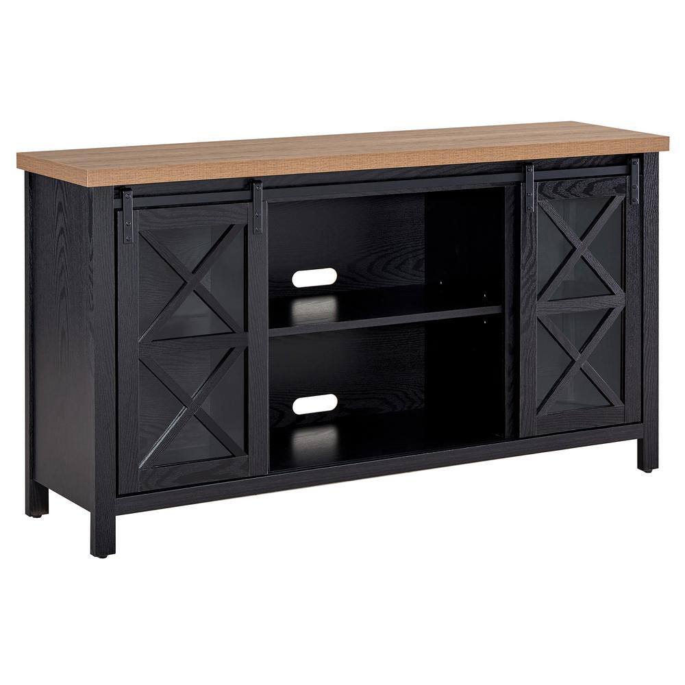Clementine Black Grain & Golden Brown Metal TV Stand for 70-in TVs