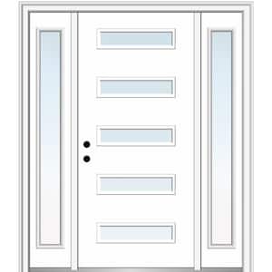 64.5 in. x 81.75 in. Davina Right-Hand Inswing 5-Lite Clear Low-E Painted Fiberglass Prehung Front Door with Sidelites