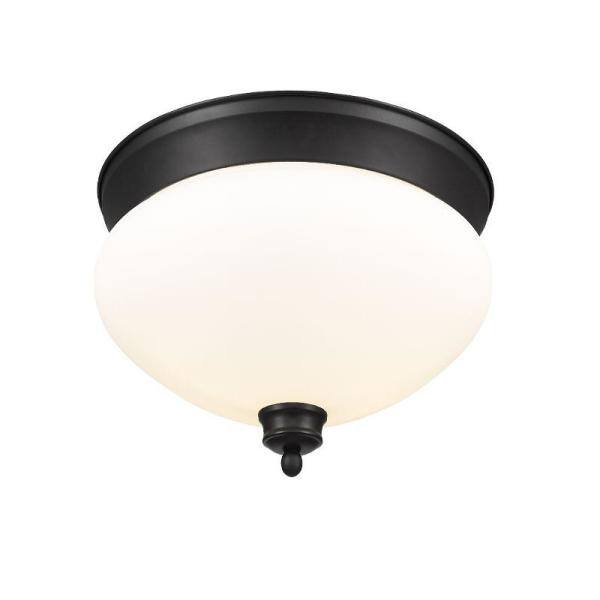 Matte Black Opal Glass 13" LED Bowl Flush Mount Light