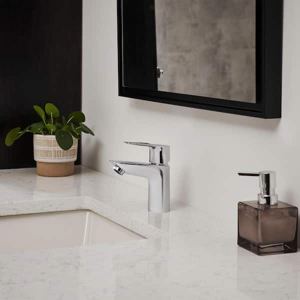 BauLoop Single-Handle Single Hole Bathroom Faucet and Less Drain in StarLight Chrome