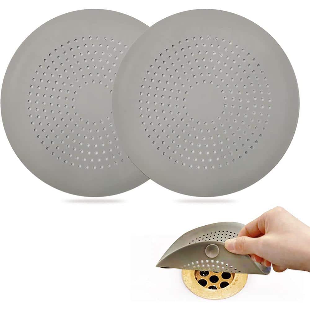 2 Pack Shower Drain Hair Catcher Grey Bathroom Accessories Durable Silicone Drain  Cover Hair Stopper with Suction Cups for Shower Kitchen Bathroom Big Heart  Shape - Yahoo Shopping