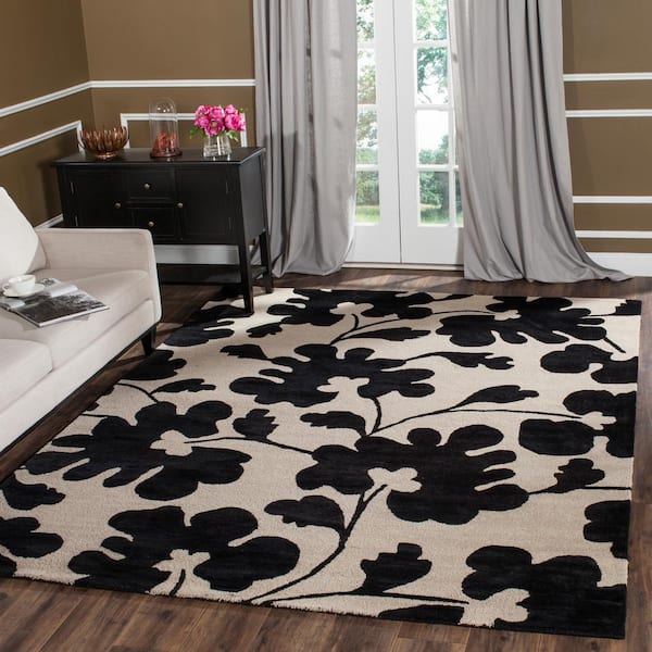 Soho 10 ft. x 14 ft. Beige/Black Floral Area Rug