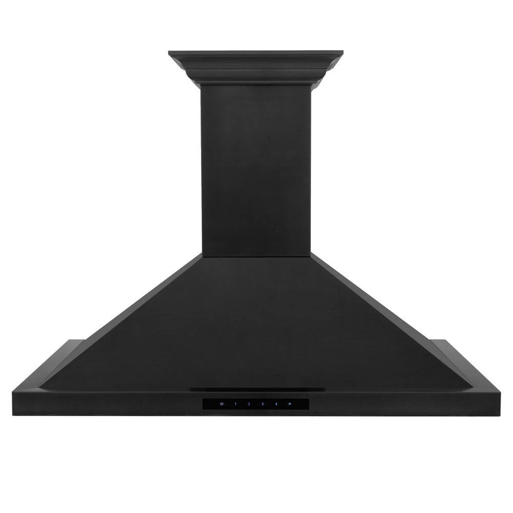 36" Black Stainless Steel Wall Mounted Range Hood with Charcoal Filter