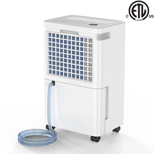 30 pt. 3,000 sq.ft. Dehumidifier for Basement in White with Drain Hose, Bucket, 20%-95%RH Adjustable Humidistat, Timer