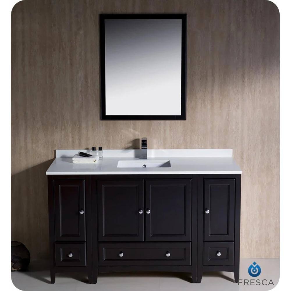 Espresso Oxford 54" Freestanding Bathroom Vanity with Quartz Top