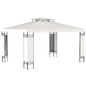 13 ft. x 10 ft. Cream White Patio Gazebo Outdoor Canopy Shelter with Double Vented Roof, Steel Frame