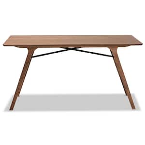 Saxton 59.1 in. Rectangle Walnut Brown and Black Wood Dining Table (Seats 6)