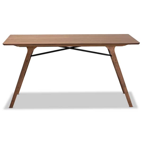 Saxton 59.1 in. Rectangle Walnut Brown and Black Wood Dining Table (Seats 6)