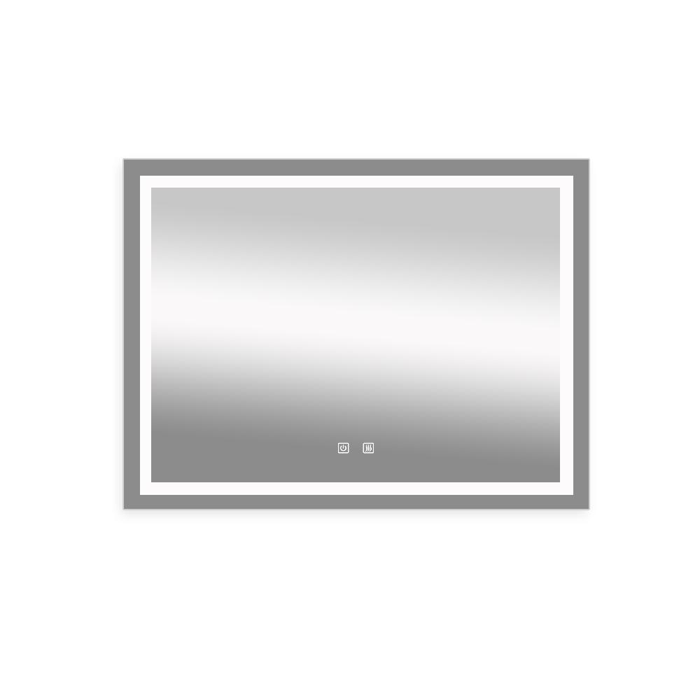 Silver 48 in. W x 36 in. Led Modern Rectangle Wall Mirror with High Lumen, 