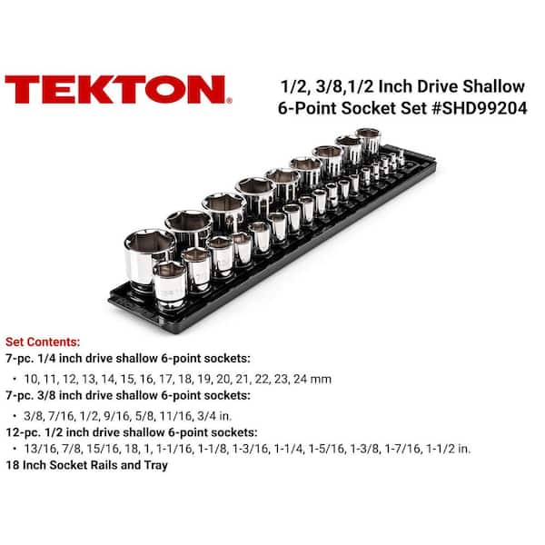 1/4,3/8,1/2 in. Drive 6-Point Socket Set with Rails, 26-Piece (5/32-1-1/2 in. )