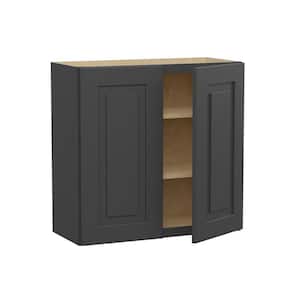 Grayson Deep Onyx Painted Plywood Shaker Assembled Wall Kitchen Cabinet Soft Close 30 in W x 12 in D x 30 in H