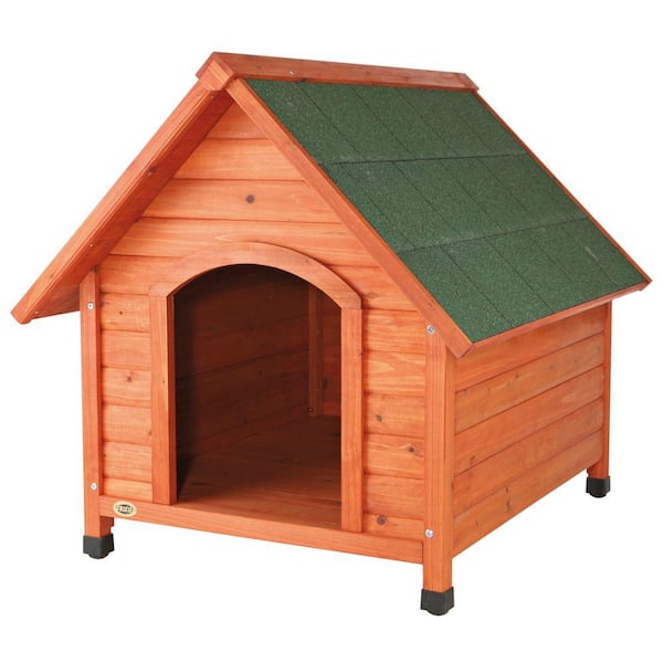 natura Cottage Dog House, Peaked Roof, Adjustable Legs, Brown, Large