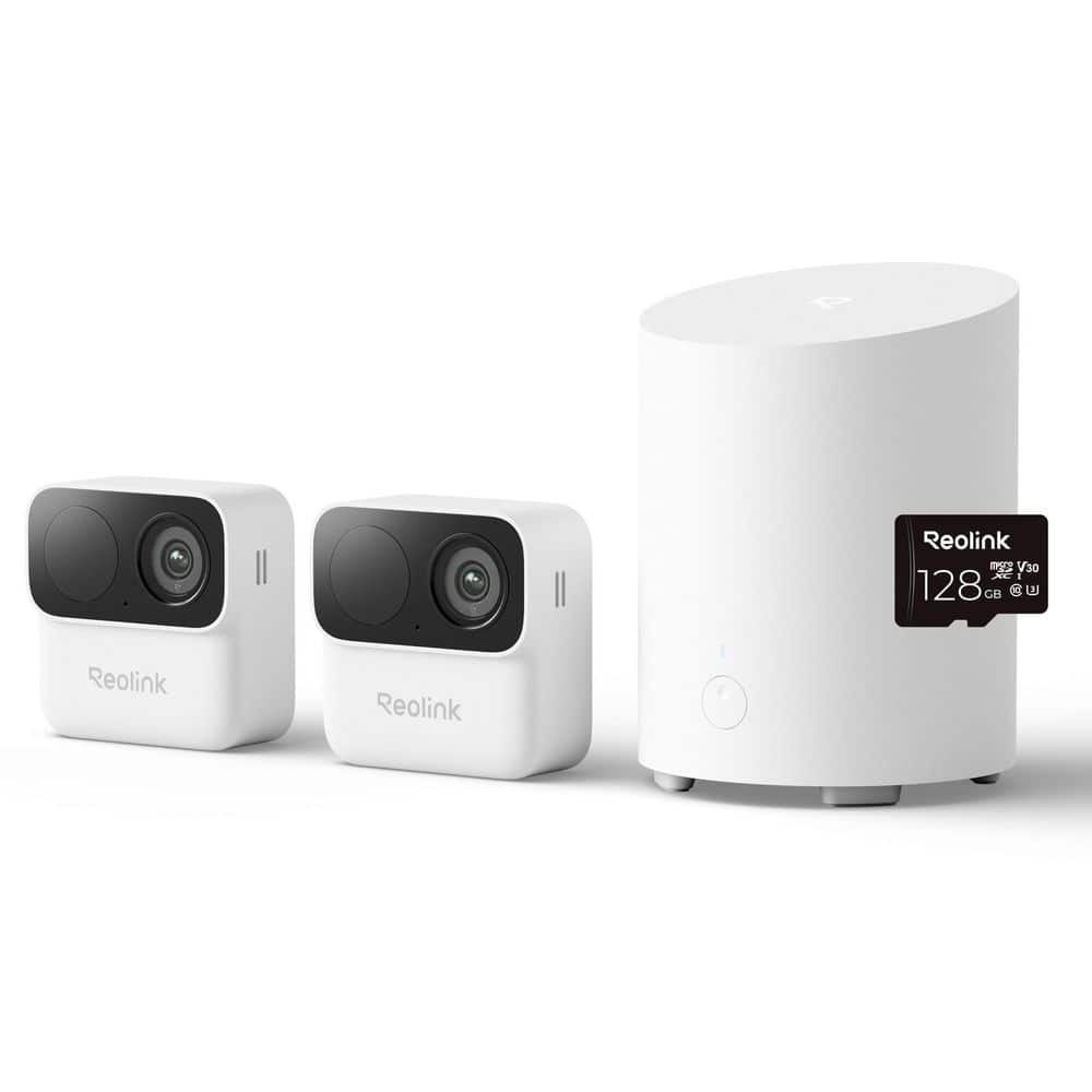 Home Hub Mini 2-Camera Wireless Security Center with Argus MagiCam 2MP Battery Wi-Fi Cameras and 128GB SD Card, White