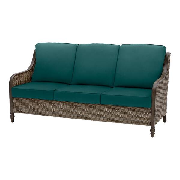 hampton bay windsor brown wicker outdoor patio sofa