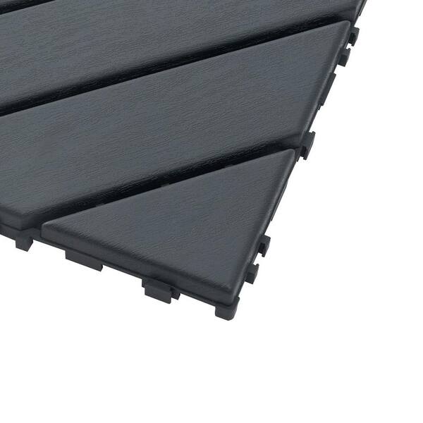 Amucolo 12 in. x 12 in. Composite Plastic Interlocking Deck Tiles in Gray (Set of 44 Tiles)