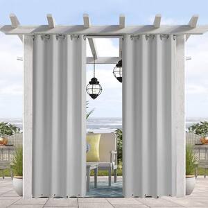Greyish White Grommets on Top and Bottom, Privacy Curtain Panel for Patio Porch Gazebo Cabana - 50 in. W x 84 in. L