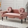 54 in. Rose Accent Velvet 2-Seater Loveseat Upholstered Rolled