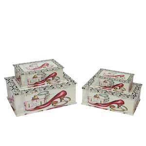 13.75 in. Vintage Style French Fashion Decorative Wooden Storage Boxes (Set of 4)