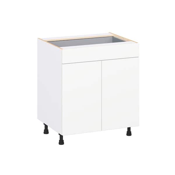 Timberline 30 in. W x 24 in. D x 34.5 in. H Assembled Slab Base Kitchen Cabinet in Bright White with Drawer