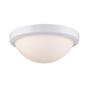 Bliss 13 in. 1-Light White Flush Mount Ceiling Light Fixture with Frosted Glass Shade