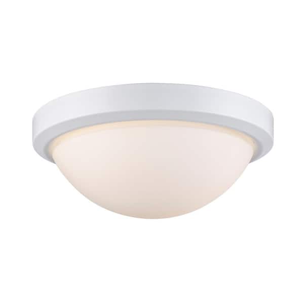 Bel Air Lighting Bliss 13 in. 1-Light White Flush Mount Ceiling Light Fixture with Frosted Glass Shade