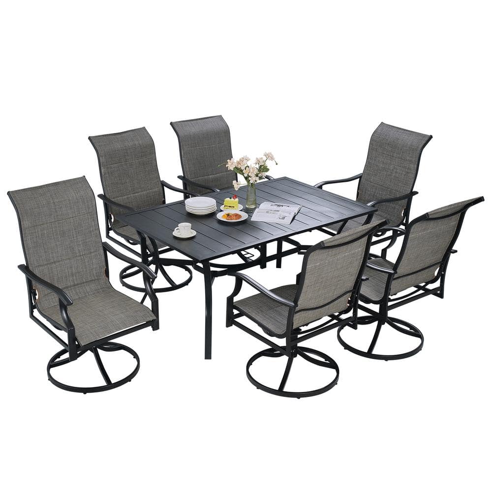 VEVOR 7Pieces Patio Dining Set Outdoor Furniture Table and Swivel Chairs Set All Weather Garden