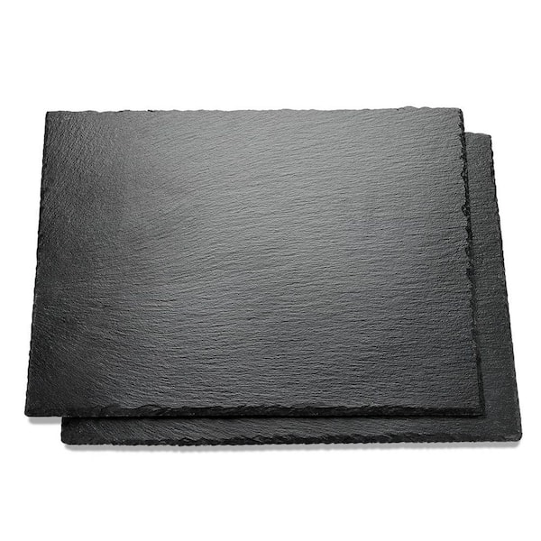 2 Pcs Black Slate 16 in. x 12 in. Large Cheese Boards Slate Board, Serving Tray Platter Pacemat with 2 Chalks Christmas