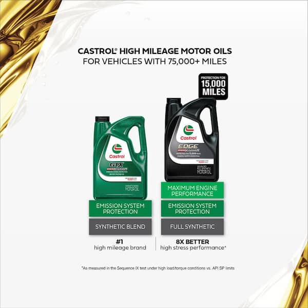メンテナンス castrol 10w-30 4L Castrol GTX High Mileage 10W-40 Synthetic Blend Motor Oil, 5