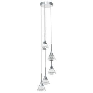 Amalfi 11 in. 5-Light Integrated LED Chandelier Height Adjustable, Cone Shades Polished Chrome Hanging Pendant Light