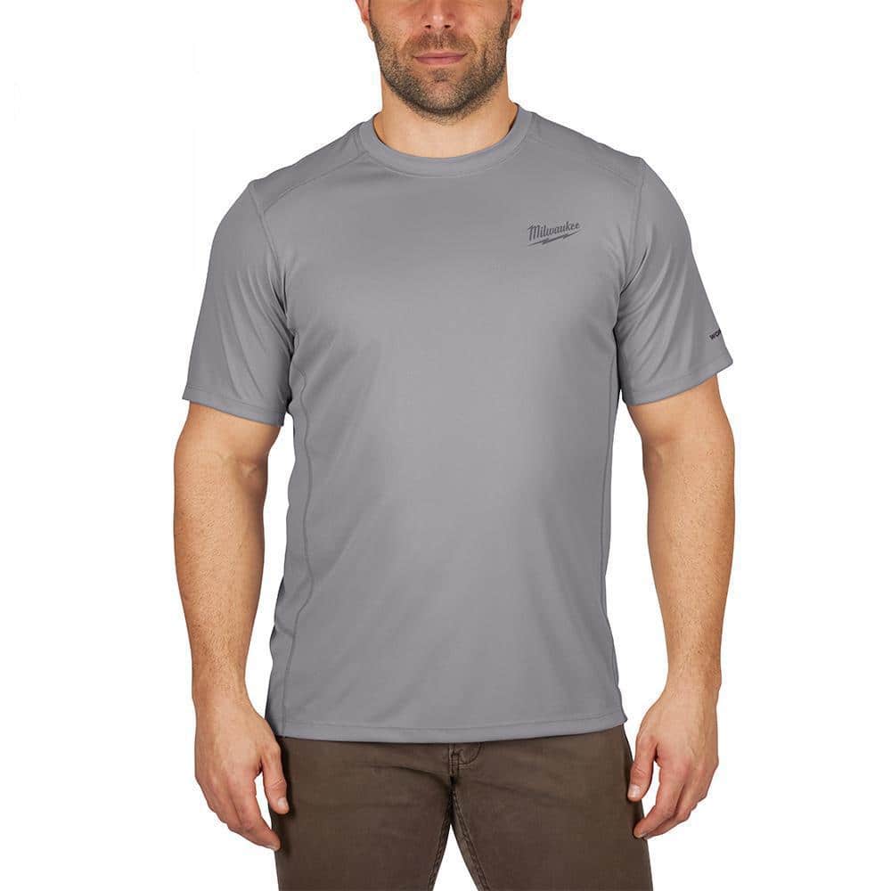 The Milwaukee T-Shirt Light Gray Large 414G-XL Short-Sleeve Weight Gen Depot II - Work Performance Home Extra Skin Men\'s
