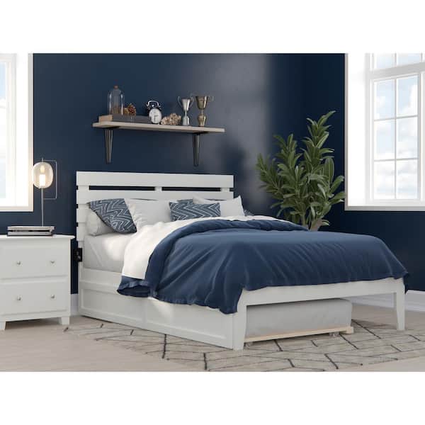 AFI Oxford White Full Bed with USB Turbo Charger and Twin Trundle