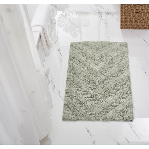 Hugo Collection 24 in. x 40 in. Green 100% Cotton Rectangle Bath Rug