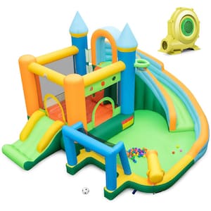 Inflatable Water Slide Kids Blow up Pool Park Climbing Wall Bounce House with 735-Watt Blower