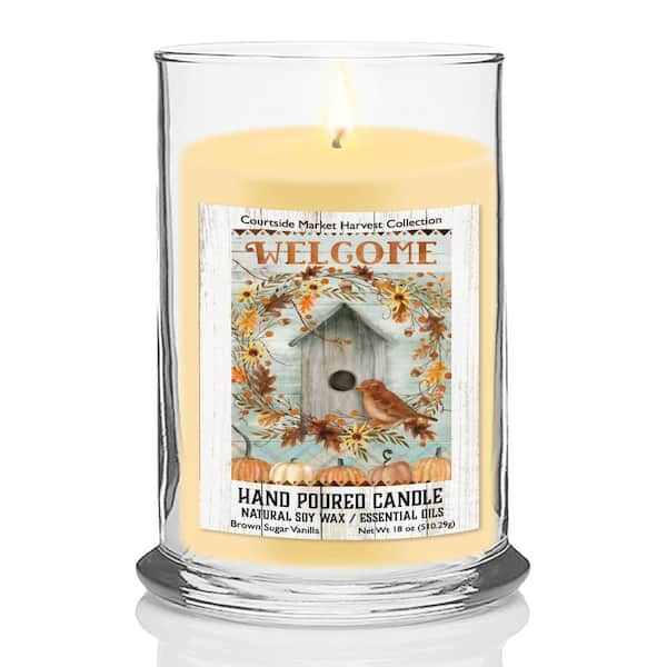 Welcome Birdhouse 18 oz Status Candle Glass