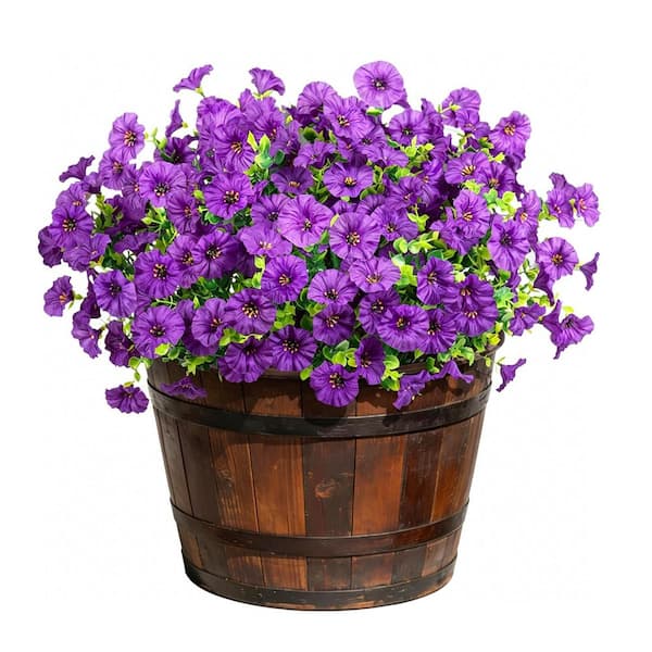 14 in. Dark Purple Morning Glory Artificial Flowers for Outdoor