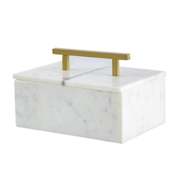 A & B Home 7.1 in. White Decorative Box