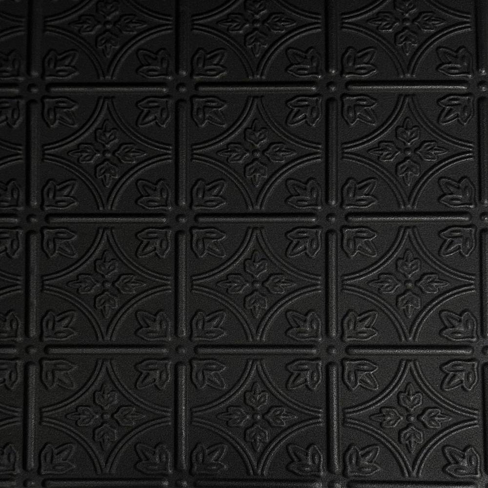 Emmas Flowers Black Matte 1.6 ft. x 1.6 ft. Decorative Foam Glue Up Ceiling