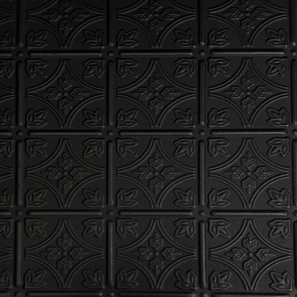 Emmas Flowers Black Matte 1.6 ft. x 1.6 ft. Decorative Foam Glue Up Ceiling Tile (259.2 sq. ft./case)